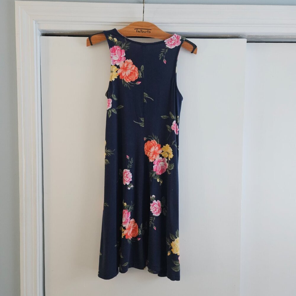 Old Navy Navy Blue Floral Print Sleeveless Jersey Swing XS Dress - Picture 3 of 6